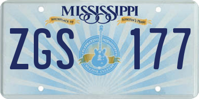 MS license plate ZGS177