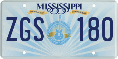 MS license plate ZGS180
