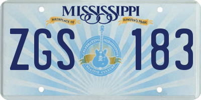 MS license plate ZGS183
