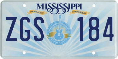 MS license plate ZGS184