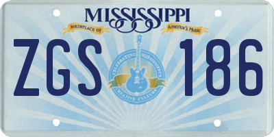 MS license plate ZGS186