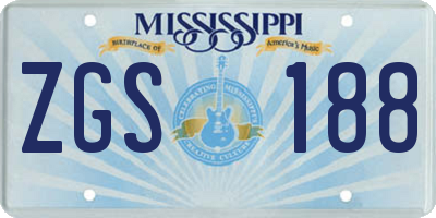 MS license plate ZGS188