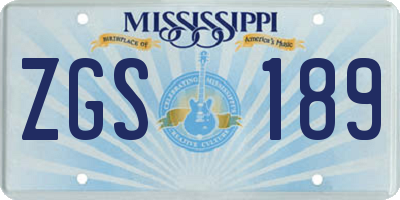MS license plate ZGS189