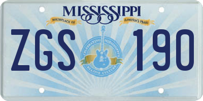 MS license plate ZGS190
