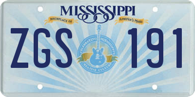 MS license plate ZGS191