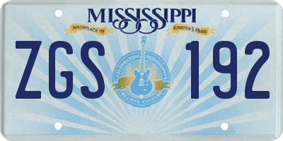 MS license plate ZGS192