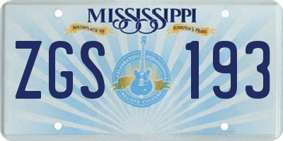 MS license plate ZGS193