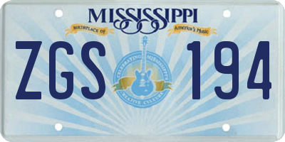 MS license plate ZGS194