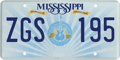 MS license plate ZGS195