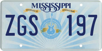 MS license plate ZGS197