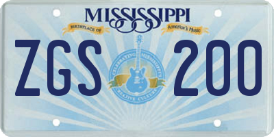 MS license plate ZGS200