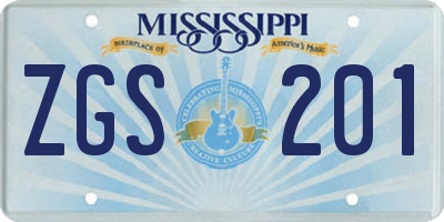 MS license plate ZGS201