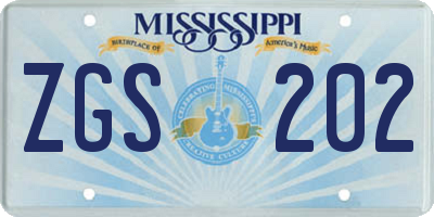 MS license plate ZGS202