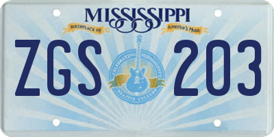 MS license plate ZGS203