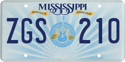 MS license plate ZGS210