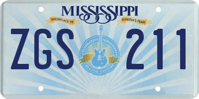 MS license plate ZGS211