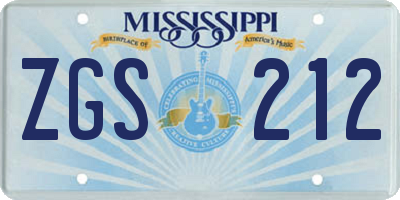 MS license plate ZGS212