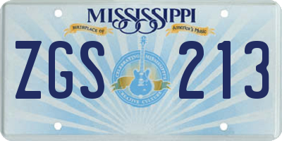 MS license plate ZGS213