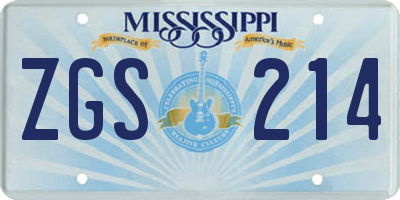 MS license plate ZGS214