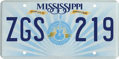 MS license plate ZGS219