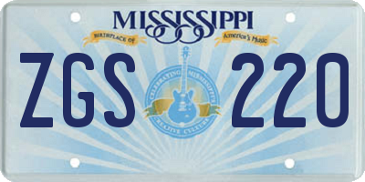 MS license plate ZGS220