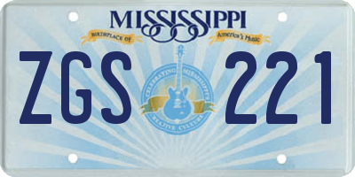 MS license plate ZGS221