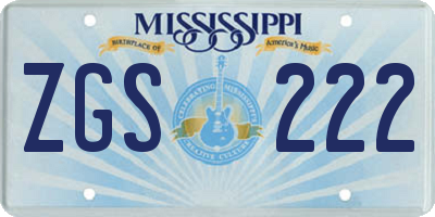 MS license plate ZGS222