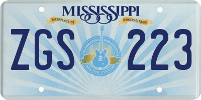 MS license plate ZGS223