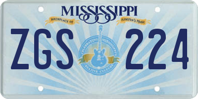 MS license plate ZGS224