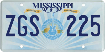 MS license plate ZGS225