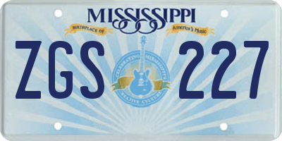 MS license plate ZGS227