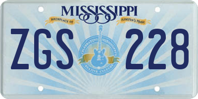 MS license plate ZGS228
