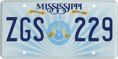 MS license plate ZGS229