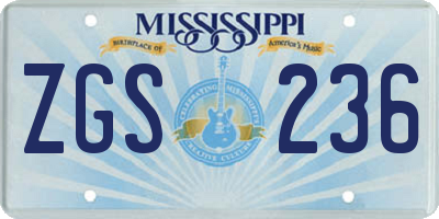 MS license plate ZGS236