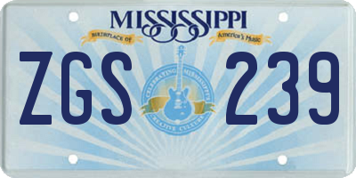 MS license plate ZGS239