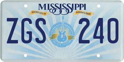 MS license plate ZGS240