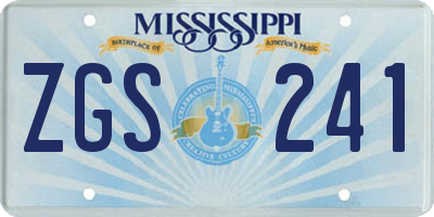 MS license plate ZGS241