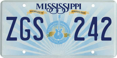 MS license plate ZGS242