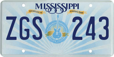 MS license plate ZGS243