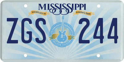 MS license plate ZGS244