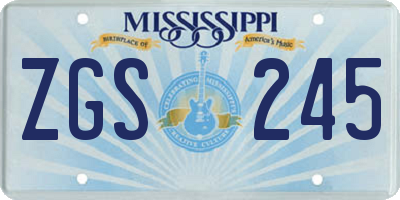 MS license plate ZGS245