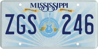 MS license plate ZGS246
