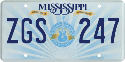 MS license plate ZGS247
