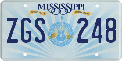 MS license plate ZGS248