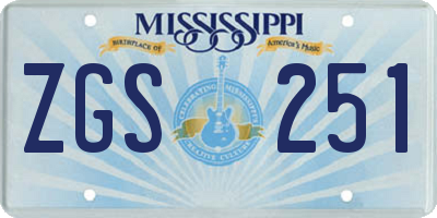 MS license plate ZGS251