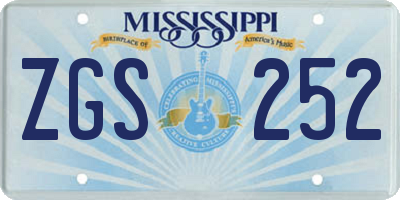 MS license plate ZGS252
