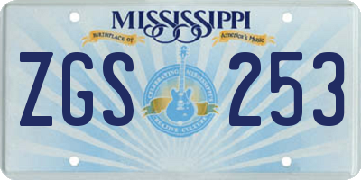 MS license plate ZGS253