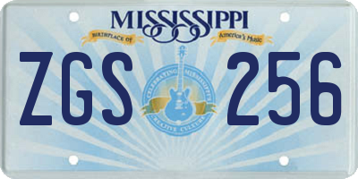 MS license plate ZGS256