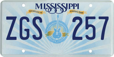 MS license plate ZGS257