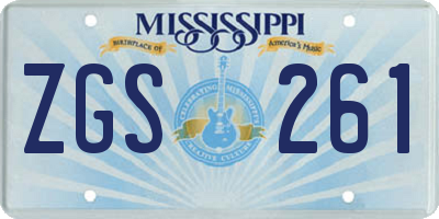 MS license plate ZGS261